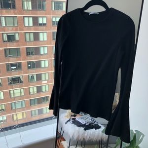 Zara Bell Sleeve Black Top